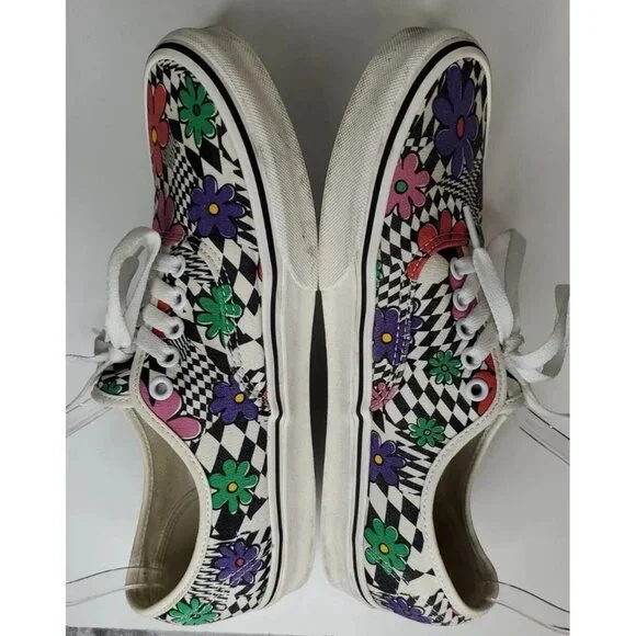 Vans Authentic Printed Floral/Check Men's Classic Skate Shoes Size 10 red green - Picture 6 of 11
